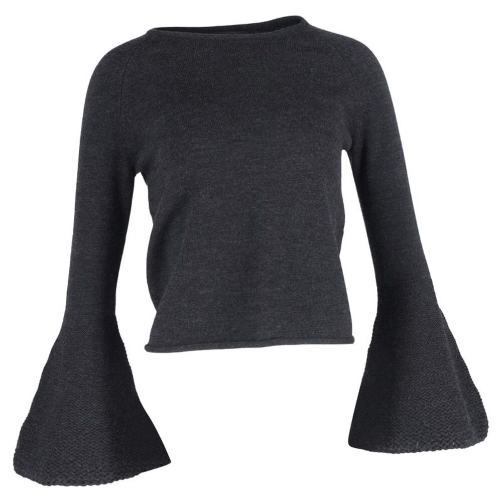 Co Flared Sleeve Sweater in Grey Wool